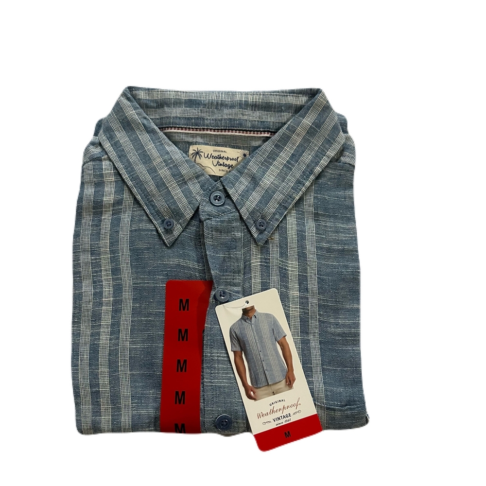 Weatherproof Vintage Men's Linen/Cotton Short Sleeve Woven Shirt